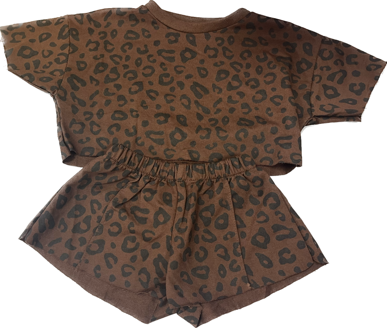 Cheetah Shirt and Shorts Set (Dark Brown)