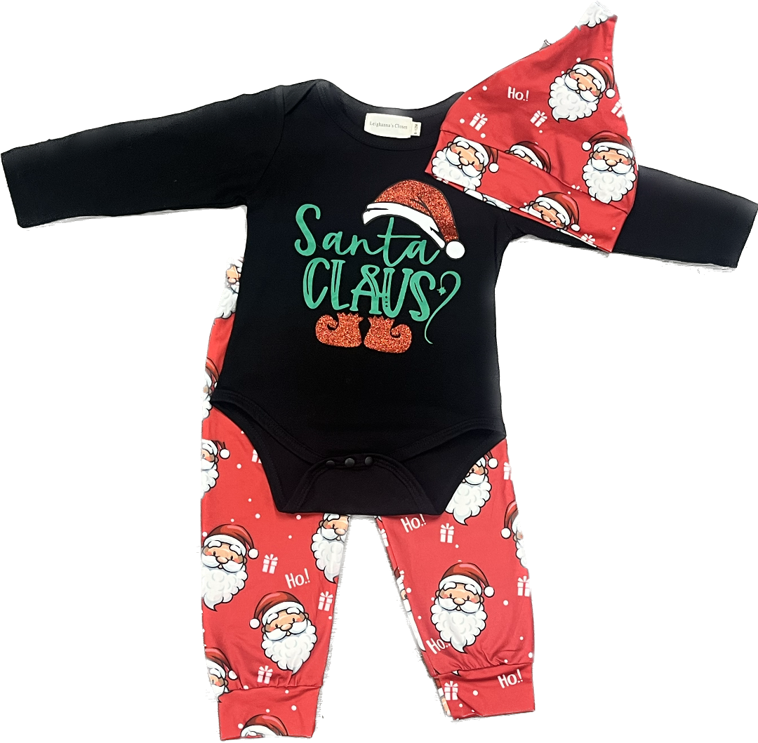 Santa Claus Onesie with Santa Pants and Hat.