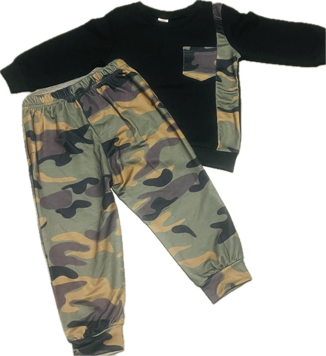 Boys Camo Pant and Sweatshirt Set
