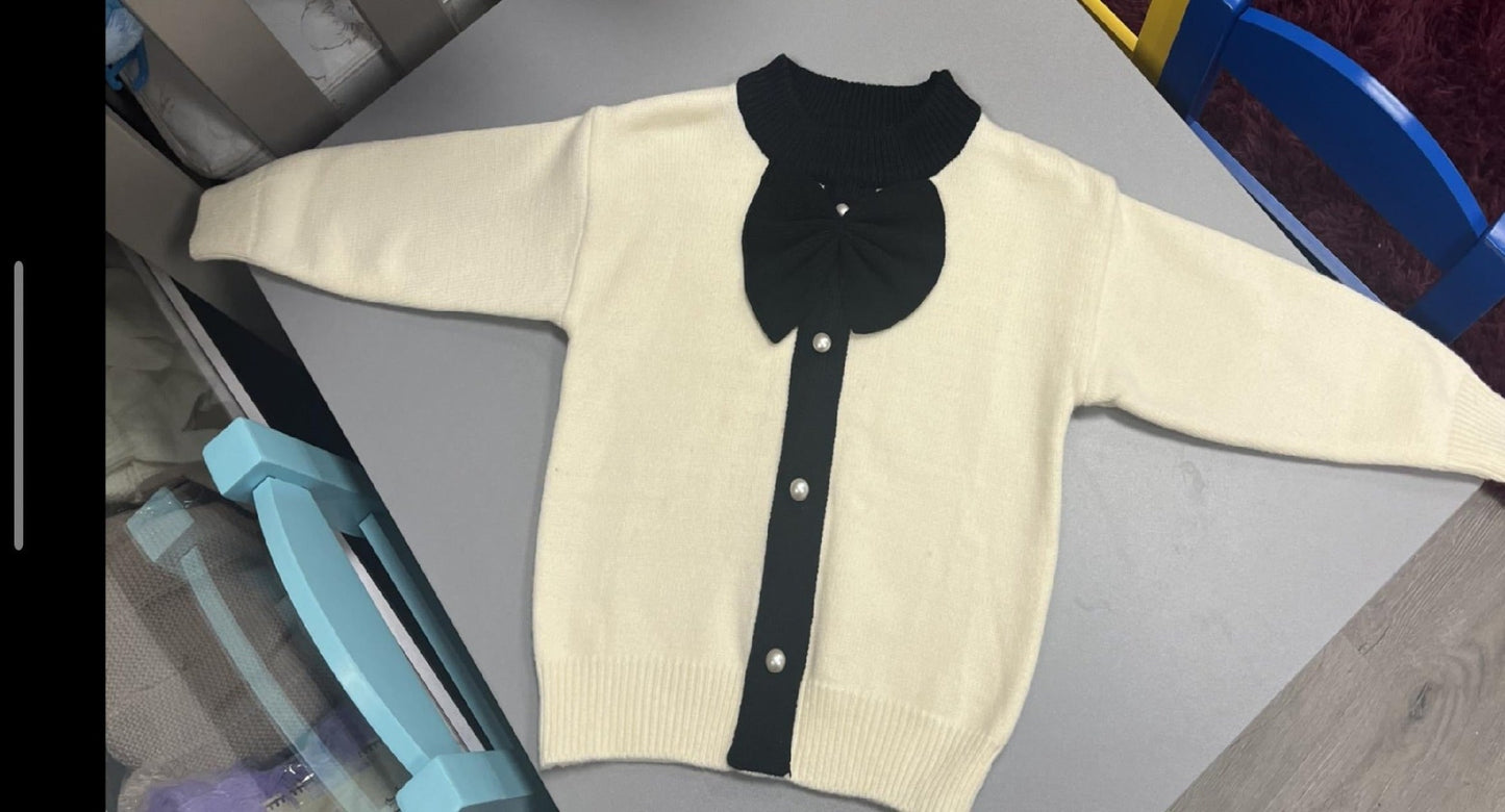 Black and Cream Bow Sweater