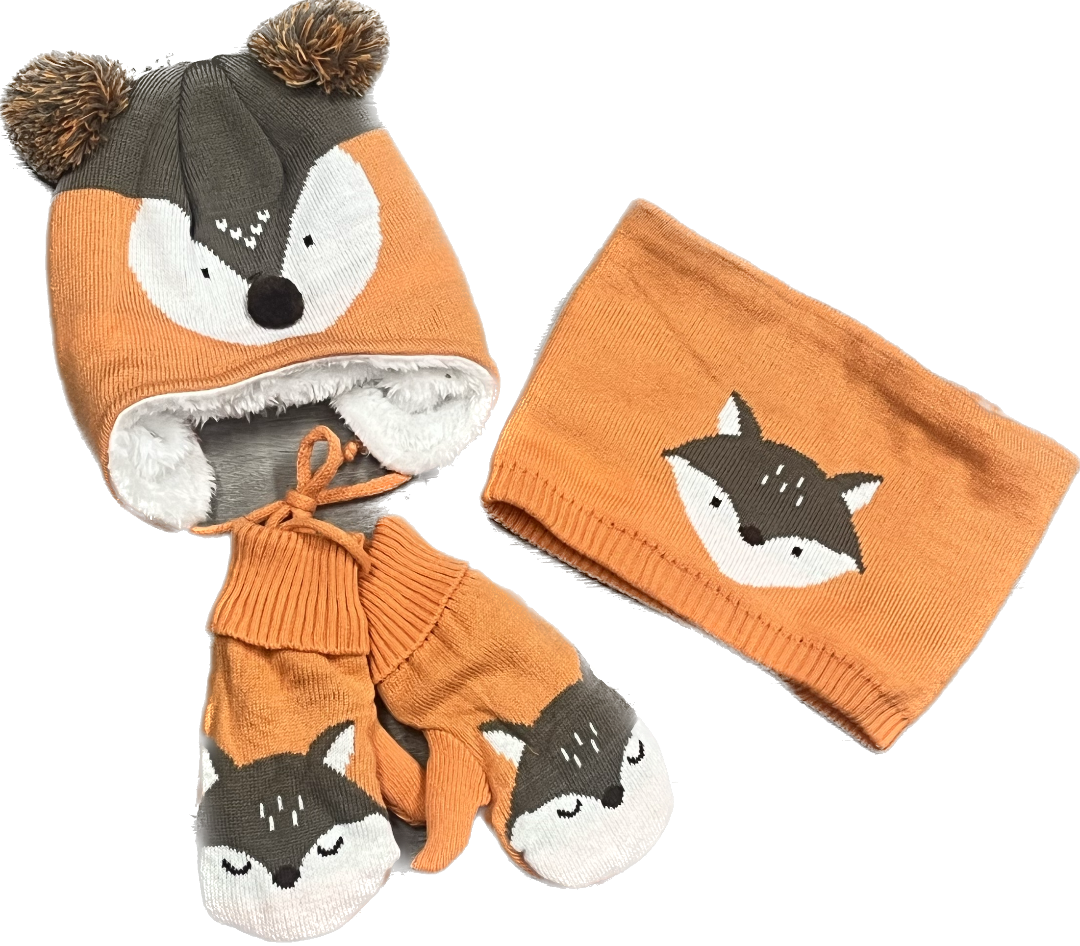 Fox Hat,Scarf and Gloves matching set