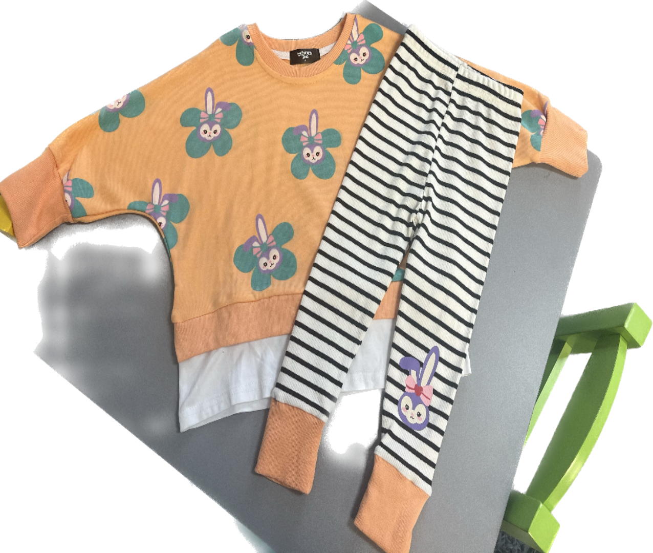 Bunny Sweatshirt and Striped Leggings