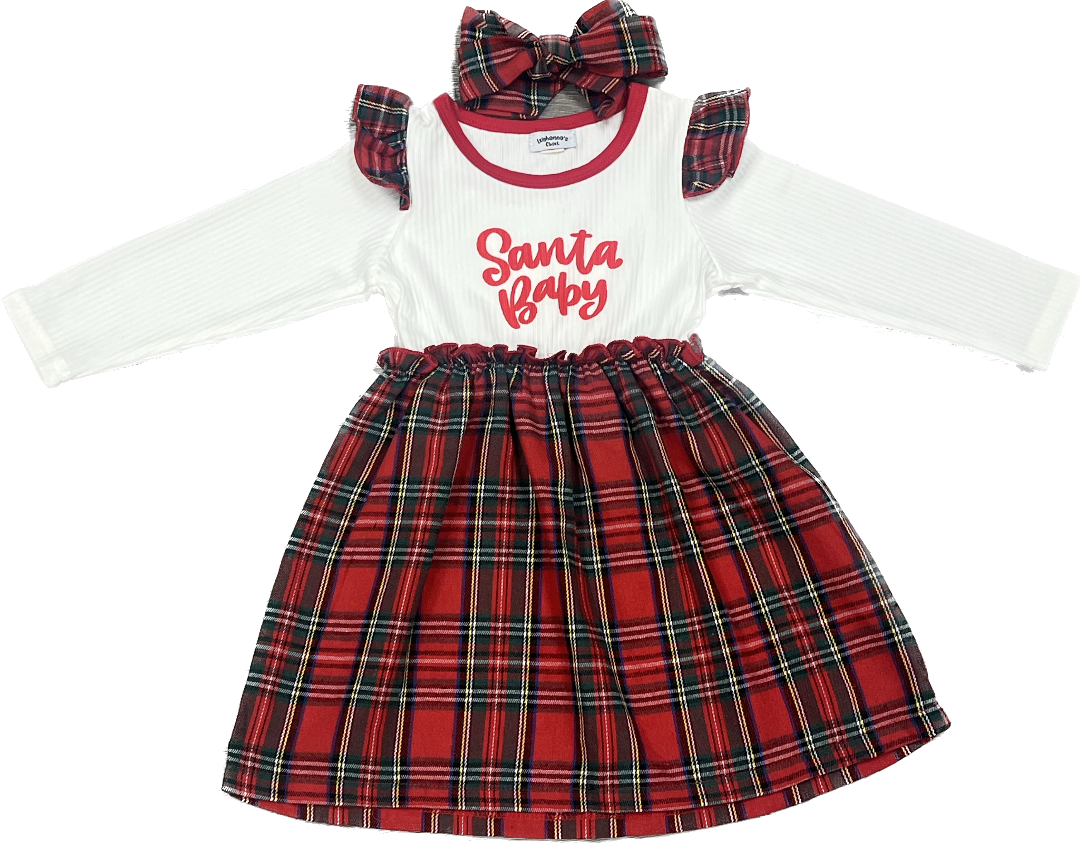 Santa Baby Dress and Matching Bow