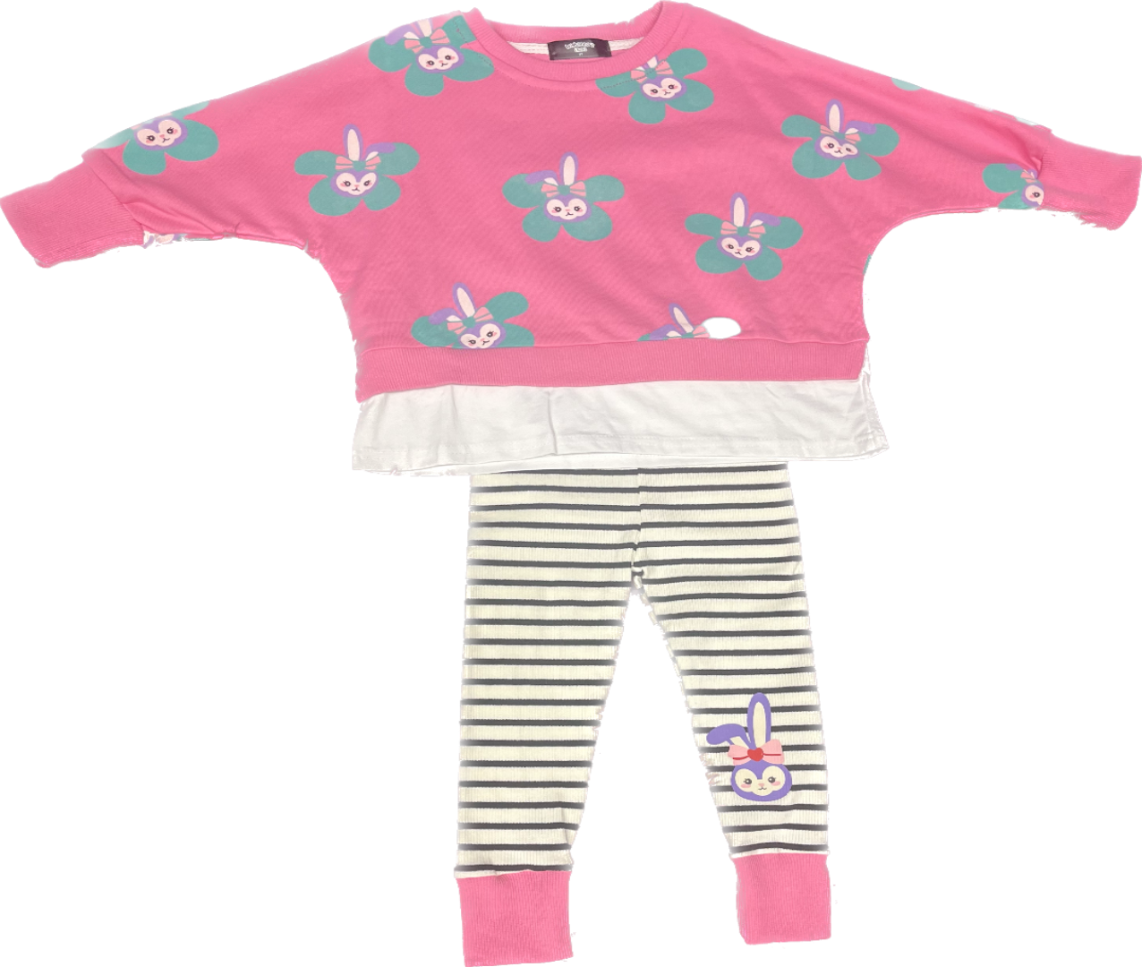 Bunny Sweatshirt and Striped Leggings