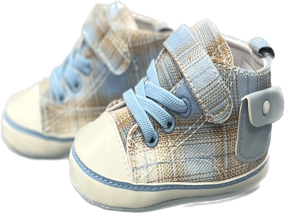 Blue Plaid Baby Shoes