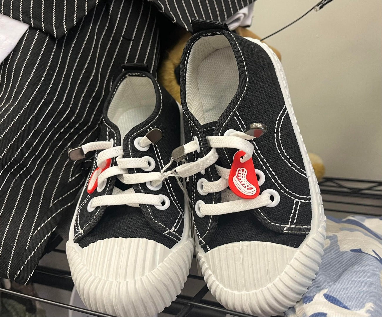 Black & White Kids Tennis Shoes