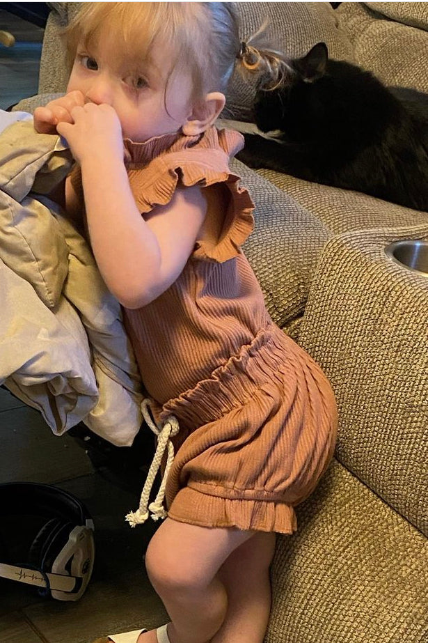 Salmon Onesie and Short Set
