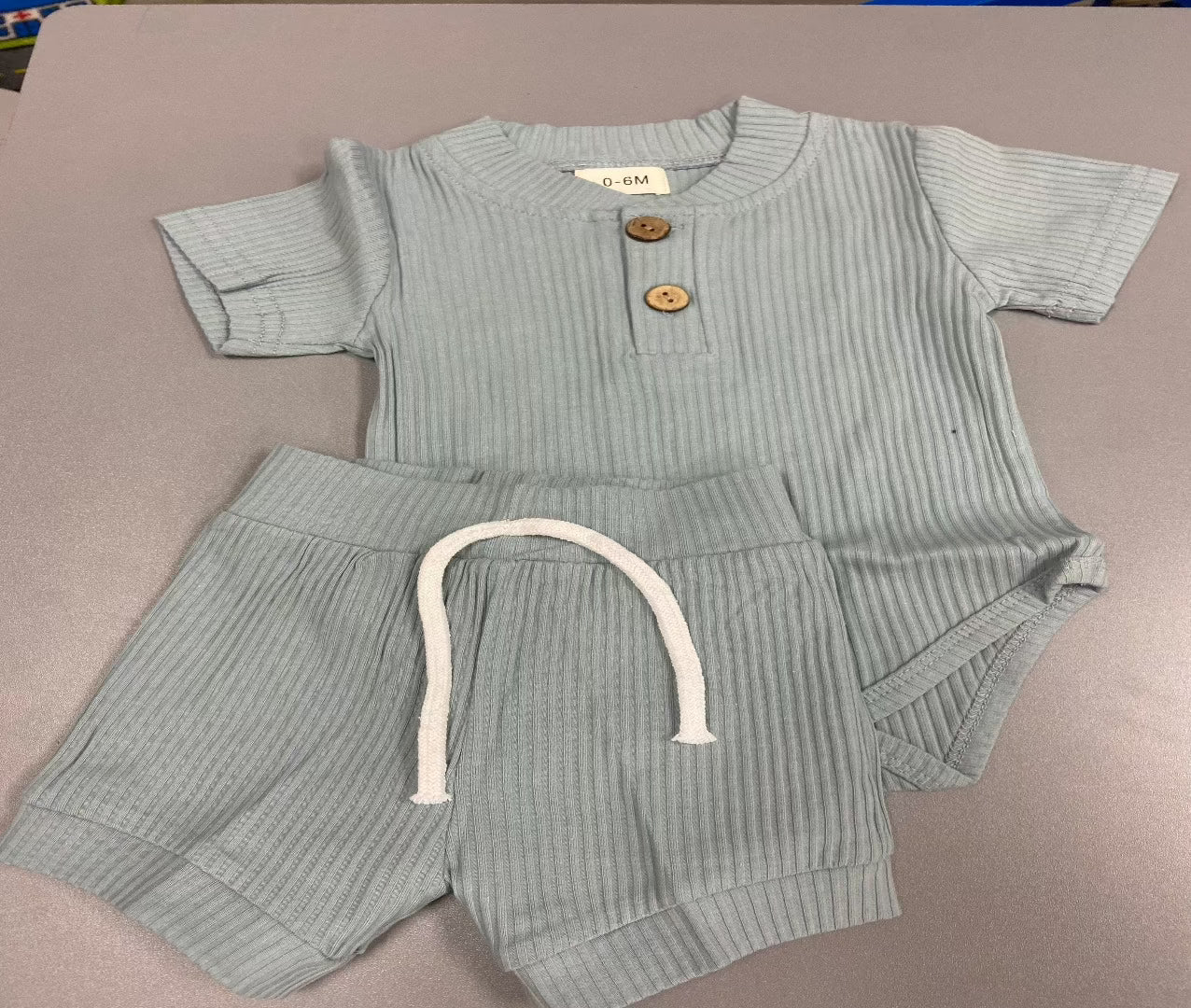 Blue Onesie and Shorts Set