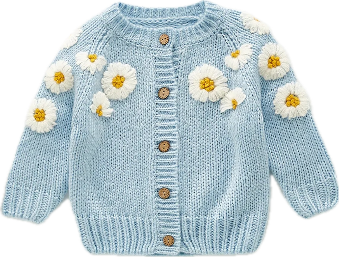 Girls Boho Daisy Knit Cardigan Sweater