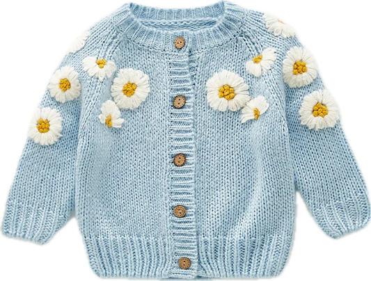 Girls Boho Daisy Knit Cardigan Sweater