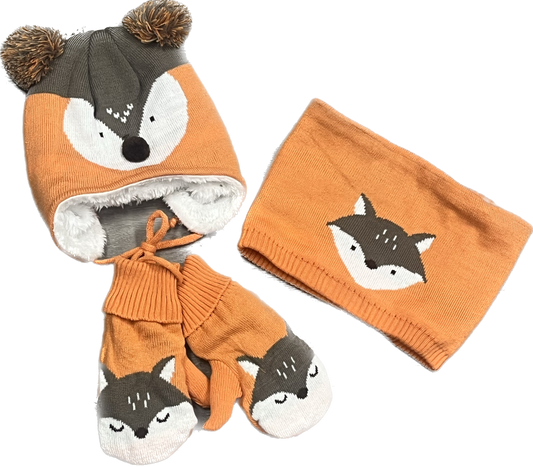 Fox Hat,Scarf and Gloves matching set