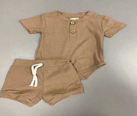 Brown Onesie and Shorts Set